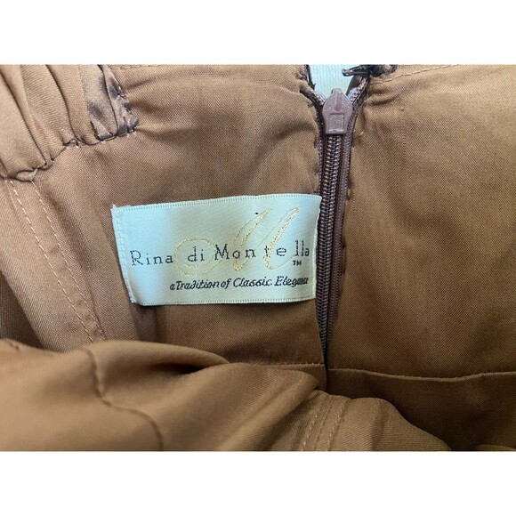 Rina Di Montella Sz 16 Brown Beaded Sequin Ballgown Steampunk Whimsigoth Dress - Picture 3 of 15